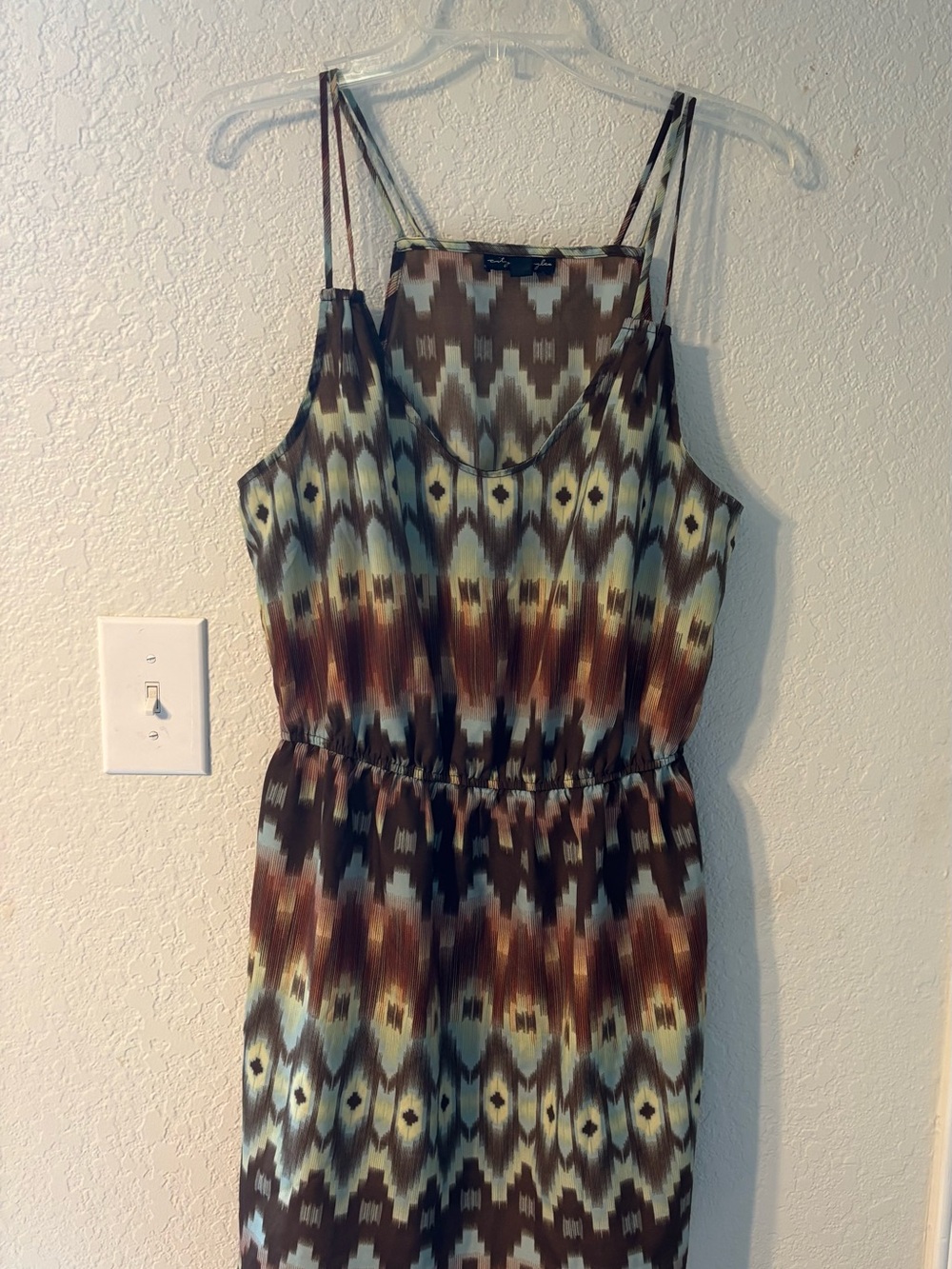 City Triangles Brown and Teal dress boho chic size L